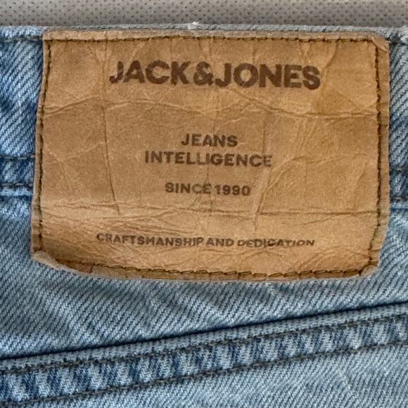 Jack & Jones Baggy Eddie Jeans Mens Actual: 33x33 Blue Light Wash Button Fly - Picture 7 of 14